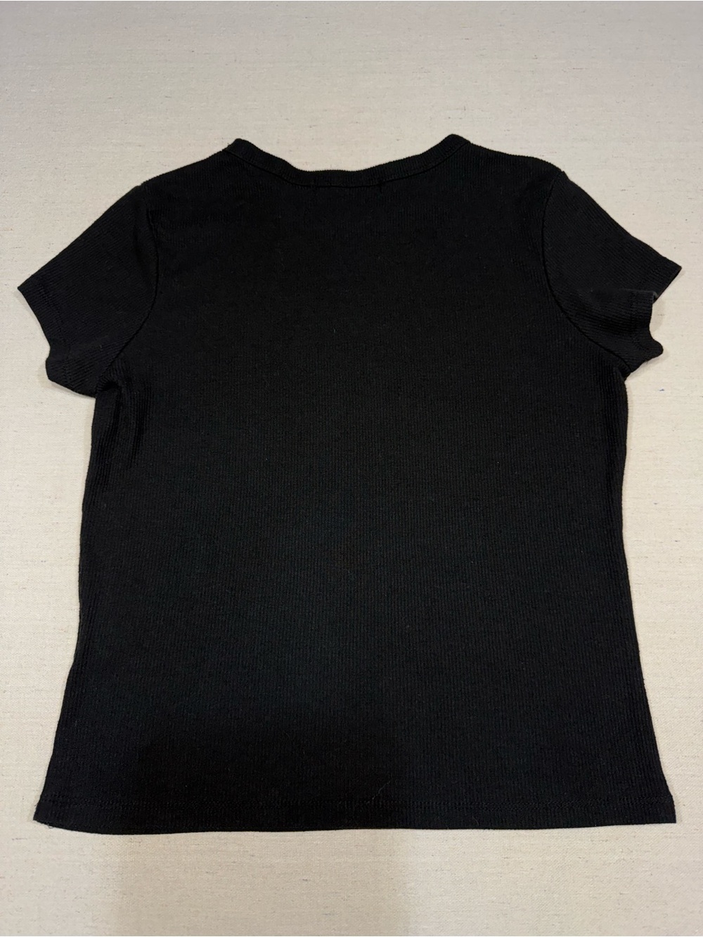 Faded Rose - Black Ribbed Tee with Embroidered Teddy - Size XL - Picture 5 of 9